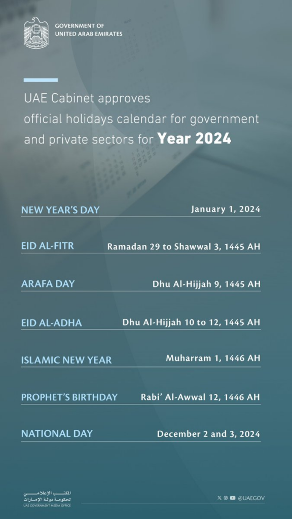 UAE Public Holidays 2024 Official Dates and Calendar Announced