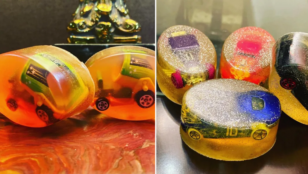 Soaptastic: 11 years old boy is making beautiful soaps with toy in middle