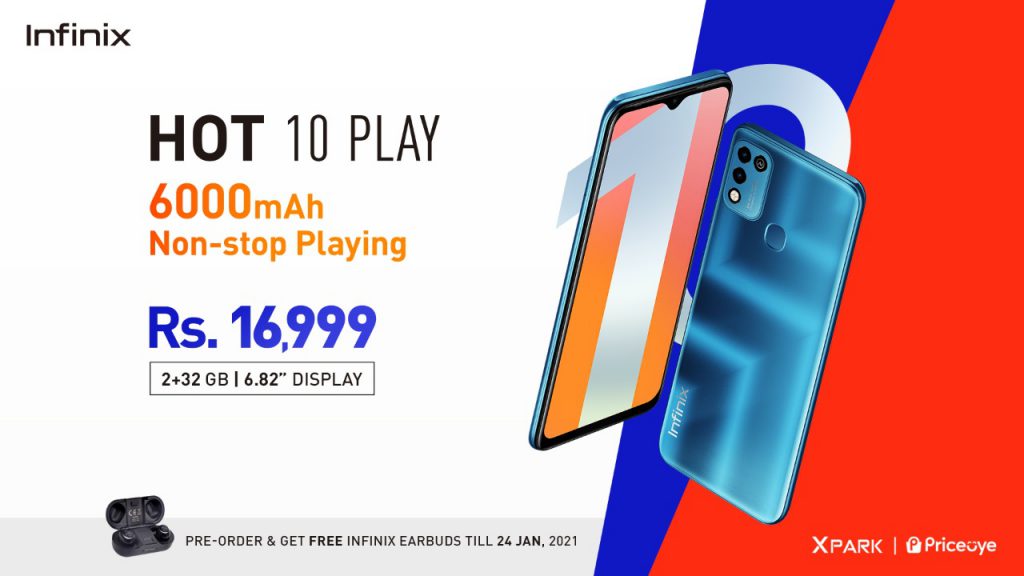Infinix Hot 10 Play with Gigantic 6000 mAh battery is up for Pre-Orders