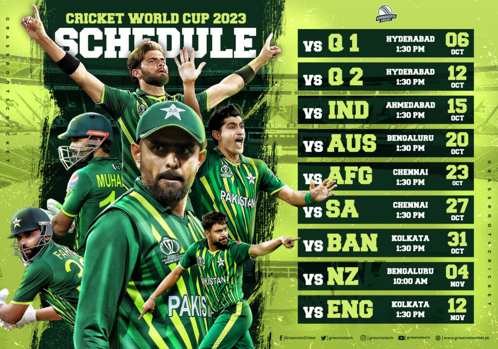 Pakistan’s ICC World Cup 2023 Schedule Announced: Men in Green Set to Shine in India