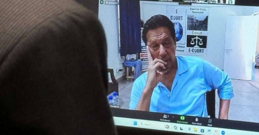 Imran Khan’s Latest Picture From Adiala Jail Online Court Session Goes Viral