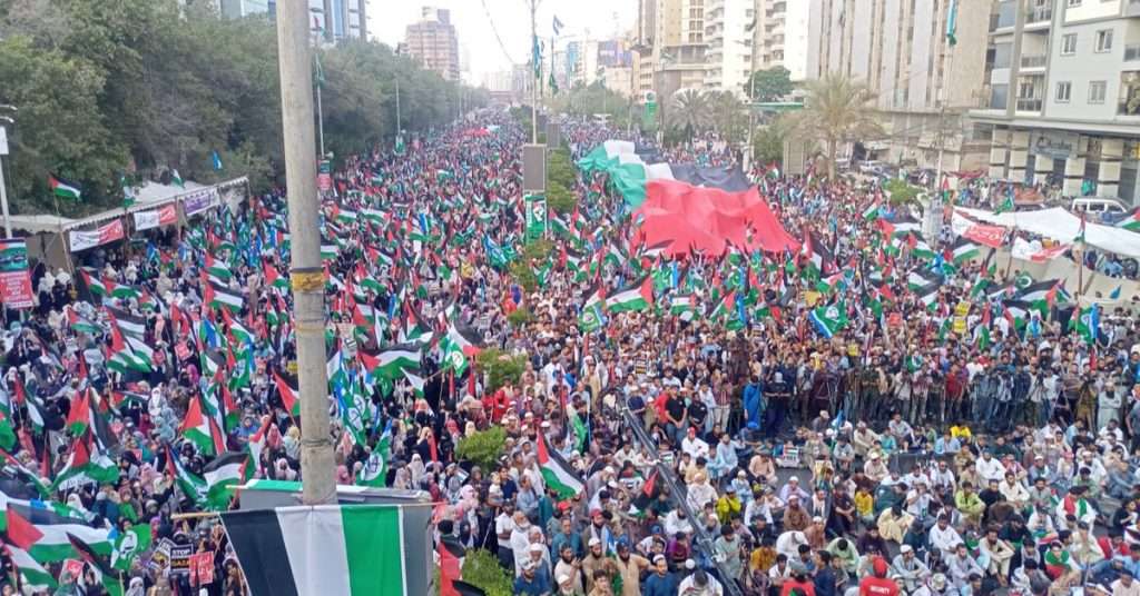 GAZA Million March Karachi: Record-Breaking Protest Held on Shahrah-e-Faisal Despite Scorching Heatwave