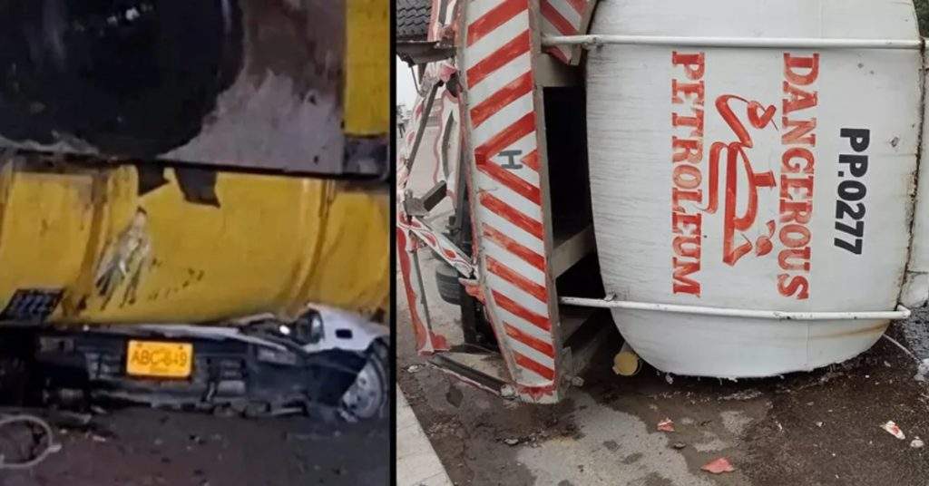 Baloch Colony Bridge at Risk: Overturned Kerosene Oil Tanker Still Leaking, Threatening Disaster