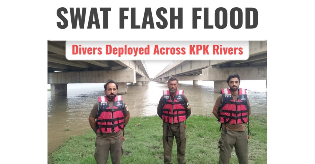 Swat Flash Floods: Rescue 1122 Deploys Divers Along Riverbanks Across Khyber Pakhtunkhwa
