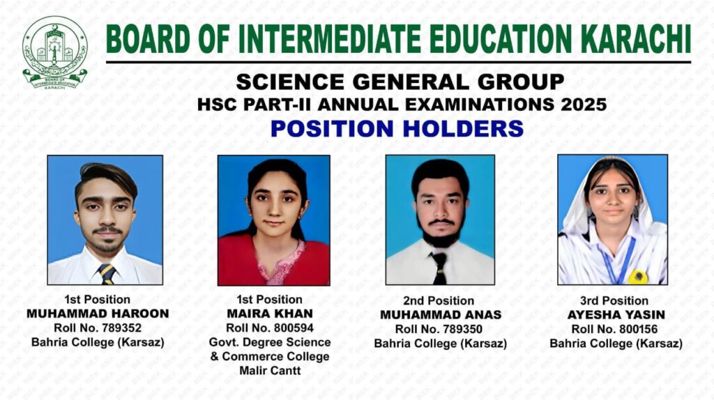 HSC Part 2 Science General Group Position Holders 2025 List Revealed