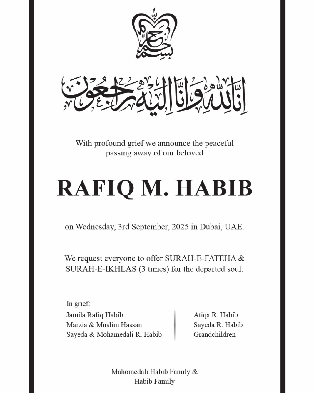 Rafiq M Habib, Pakistani Business Leader Dies at 88